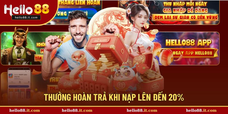 Thưởng hoàn trả khi nạp lên đến 20%